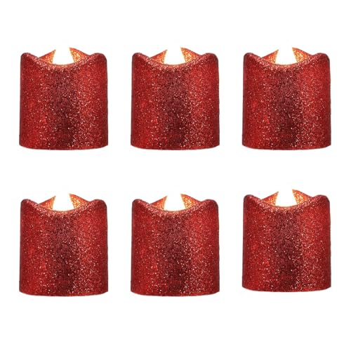 YiYFiT Velas votivas LED rojas con purpurina, funciona con