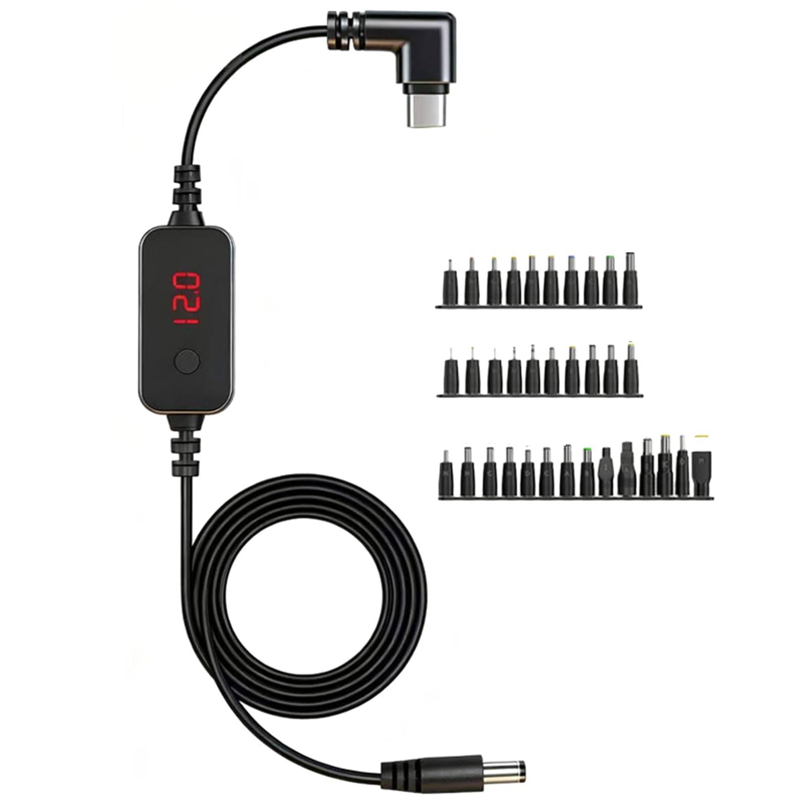 Maxtonser Portable Type C to DC5.5 Adjustable Charging Cable Offering Multi Voltages Option for Travel and Business Professional