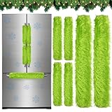 HunnmingRe 6 Pieces Christmas Fridge Handle Covers Lime Green Furry Kitchen Appliance Covers Set Faux Fur Refrigerator Christmas Cabinet Knob Covers Protector for Kitchen Christmas Decorations