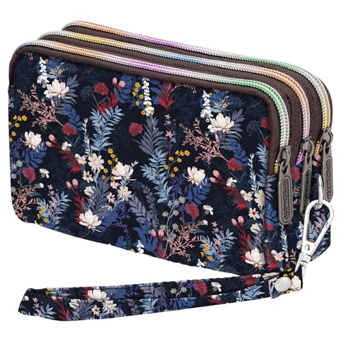 Carteiras de pulso para mulheres, bolsa de viagem acolchoada de grande capacidade com alça, bolsa para celular com 3 zíperes, Ya-013