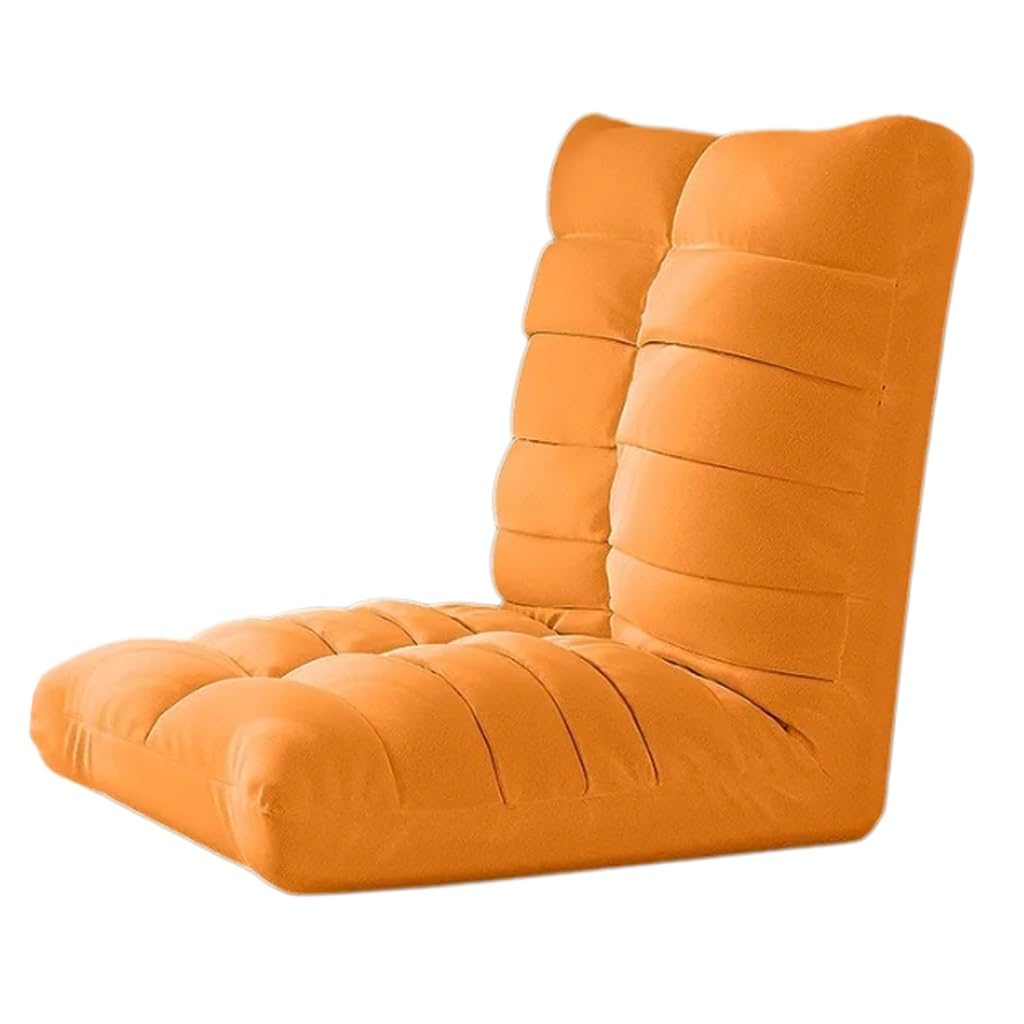 Składany fotel podłogowy, wygodna sofa gamingowa, 6 pozycji, regulowana, wyściełana, rozkładana sofa, do czytania, grania i relaksu (pomarańczowy)