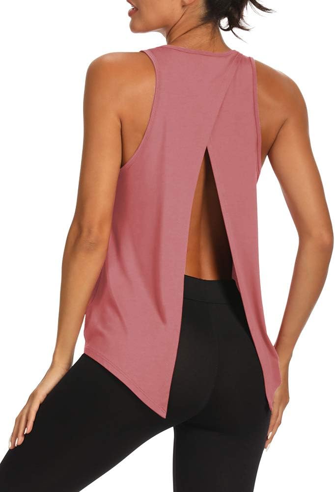 Bestisun Backless Workout Yoga Shirts Tie Back Sports Tank Athletic Tops for Women - Image 2