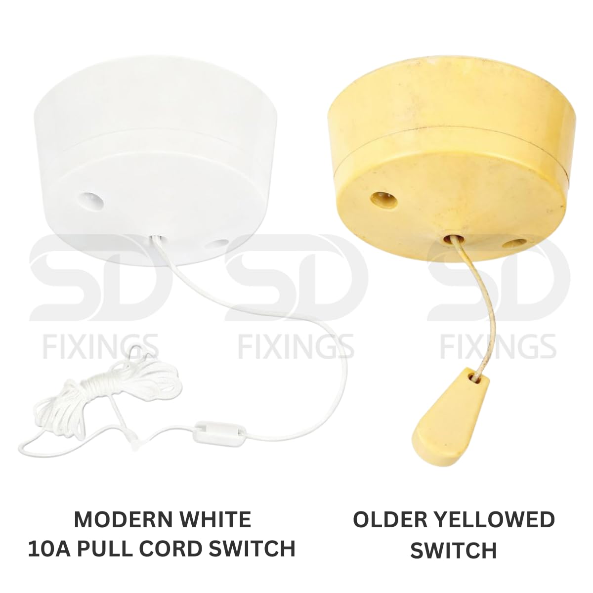 Manningham Lighting 10A 1-drożny kabel do ciągnięcia przełącznika wentylatora toalety kuchnia łazienka piwnica 1,7 m długa lina okrągła biała montowana na suficie