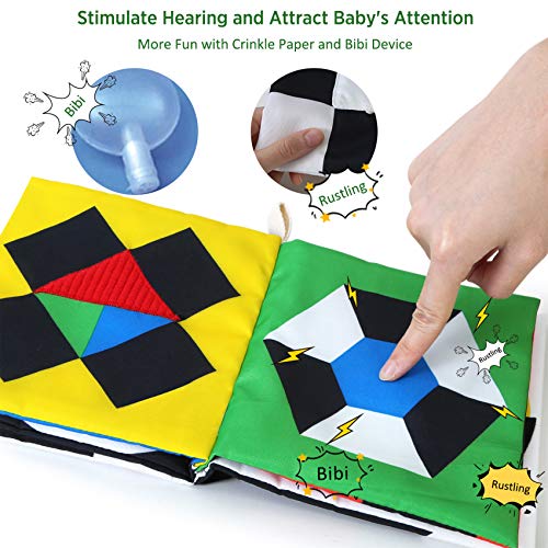 Beiens DNMR07 Baby Books Toys, High Contrast Black And White Books Non Toxic Fabric Touch And Feel Crinkle Cloth Books Early Educational Stimulation Toys thumb #4
