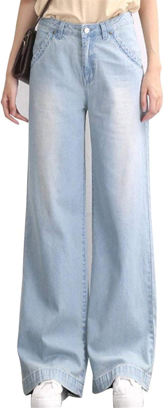 Pantalones Vaqueros De Mujer, Pierna Ancha, Corte Recto, Cintura Alta  Sencillos con Bolsillos, Pantalones Holgados, Pierna Ancha, Pantalones  Estilo: Amazon.es: Ropa
