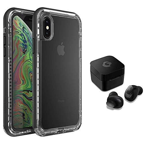 LifeProof Next Series Case for iPhone Xs & iPhone X + GLIDIC Wireless Bluetooth Earbuds Sweatproof Pro Stereo Headphones - Non-Retail - Black Crystal