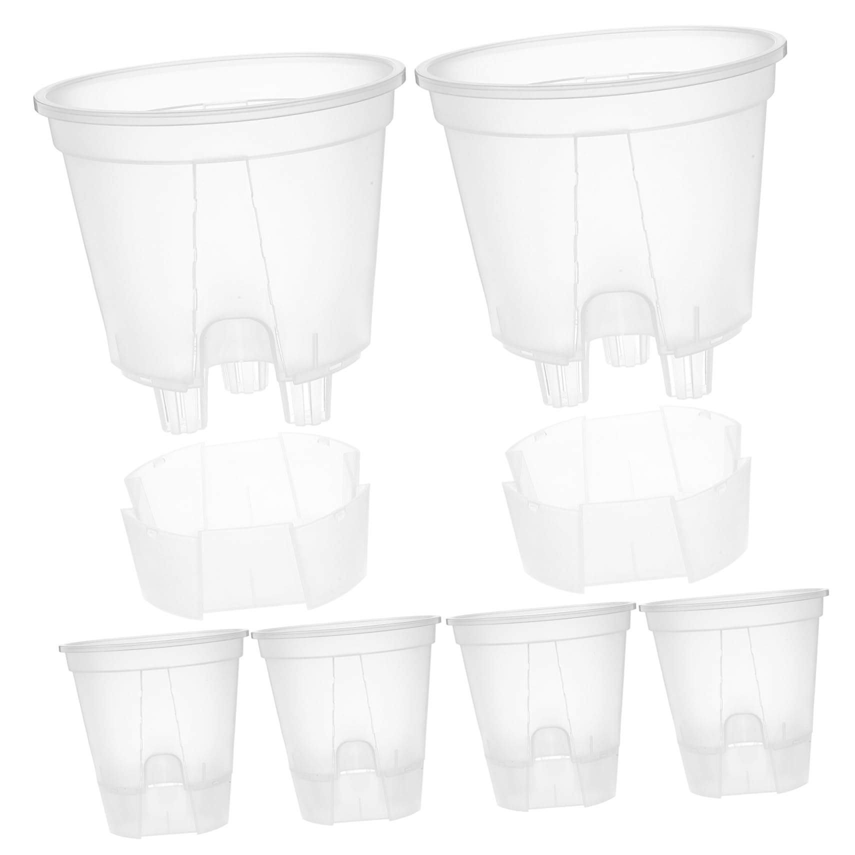 HEMOTON 6 Pièces Pots de Fleurs Transparent avec Drainage Auto Régulant Pots Plastique Clair pour Plantes Intérieur pour Orchidées et Autres Plantes Design Respirant et Portable