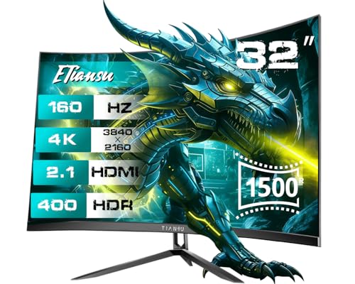 Image of 32 inch 4K 160Hz 1500R Curved VA Gaming Monitor,1ms FreeSync,Display HDR400 | QHD HDMI 2.1 DP 1.4 VESA Stereo Speakers Flicker-Free Eye Care Deep Contrast gor Xbox PS5 Switch office gaming