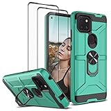 Jeylly [3 Items] 1 Case for TCL Revvl 5G + 2 Tempered Glass Screen Protector, 360 Degree Rotation Ring Kickstand Support Magnetic Heavy Duty Shock Absorption Rugged Cover for T-Mobile Revvl 5G, Mint
