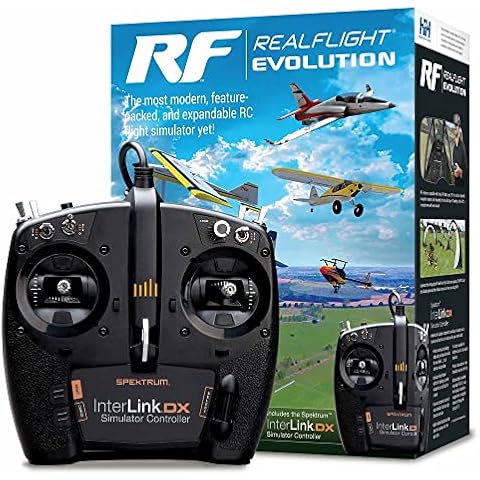 RealFlight Evolution RC Flight Simulator Software with Interlink DX Controller Included RFL2000 Air/Heli Simulators Compatible with VR headsets Online Multiplayer Options Cover