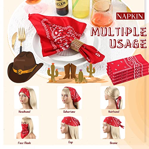 Tarpop 150 Pcs Paisley Bandanas Bulk Western Cowboy Bandana Set Face Mask Scarf Polyester Handkerchiefs Headband For Men Women (Red) #TOP2
