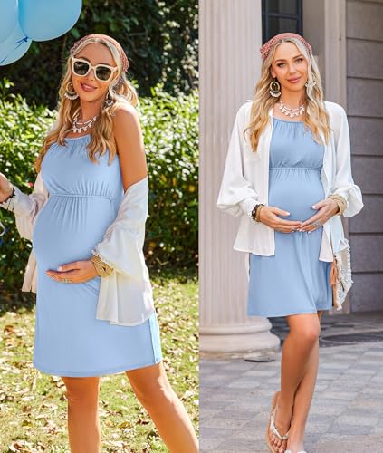 Image of Ekouaer Women's Nursing Nightgown Maternity Dress Breastfeeding Gown Full Slips Sleepwear