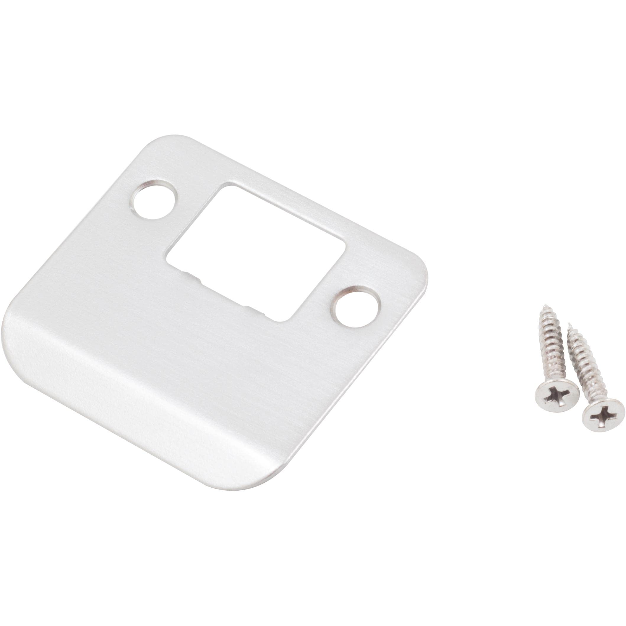 Round Corner Extended Lip Strike Plate, 2-1/4" x 1-1/2", (2" Overall Length), Satin Chrome by Stone Harbor Hardware-image-24