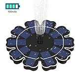 JPLSK Solar Bird Bath Fountain Pump with Battery Back Up, 2.5W Small Solar Powered Water Pump for Pedestal Bird Bath Outdoor Garden Pond Water Bowl, 4 Nozzles Included