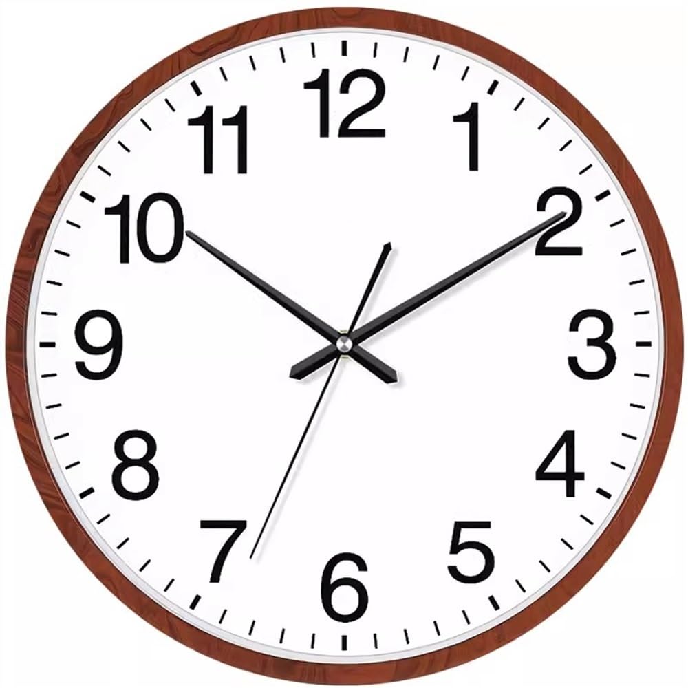 J9V4G6S3B5 Analogue Wall Clock Living Room Hanging Clock, Creative and Personalized Quartz, Suitable for Rooms and Offices for Room Decoration(Bruin,Small)