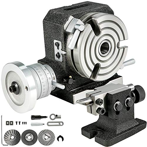 BestEquip Rotary Table 4inch(100mm) Horizontal Vertical Milling Table 1/2inch(12mm) 3-Slot Milling Rotary Table