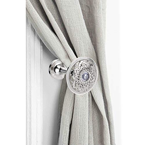 BSTKEY A Pair of Decorative Curtain Holder with Hollow Pattern - Metal Hollow-Carved Design Curtain Drapery Hook Tieback Holdback, Home House Decoration (Silver) - Image 2