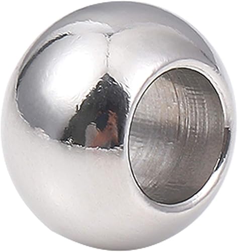 Cuentas espaciadoras de acero inoxidable de 0.47 x 0.315 pulgadas (0.472 x 0.315 in), cuentas redondas sueltas para hacer joyas de bricolaje, 10