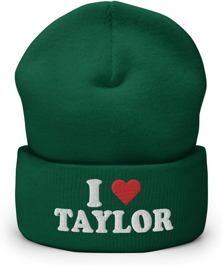 I Love Taylor Cuffed Beanie Taylor Fan Hat