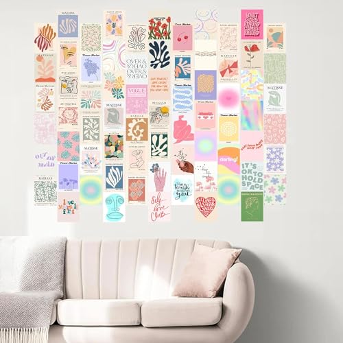 Image of Paper 70Pcs Danish Pastel Wall Collage Kit Aesthetic Pictures, Posters Matisse Wall Art Prints Preppy Room Decor 4 inchX6 inch For Teens Girls Women Dorm Bedroom (Danish Pastel Wall Collage Kit)