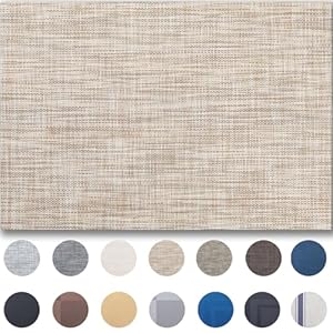 Placemats Set of 4 – Easy Clean Woven Vinyl Placemats for Dining Table, Indoor/Outdoor Place Mats, Washable PVC Table Mats（Caramel）