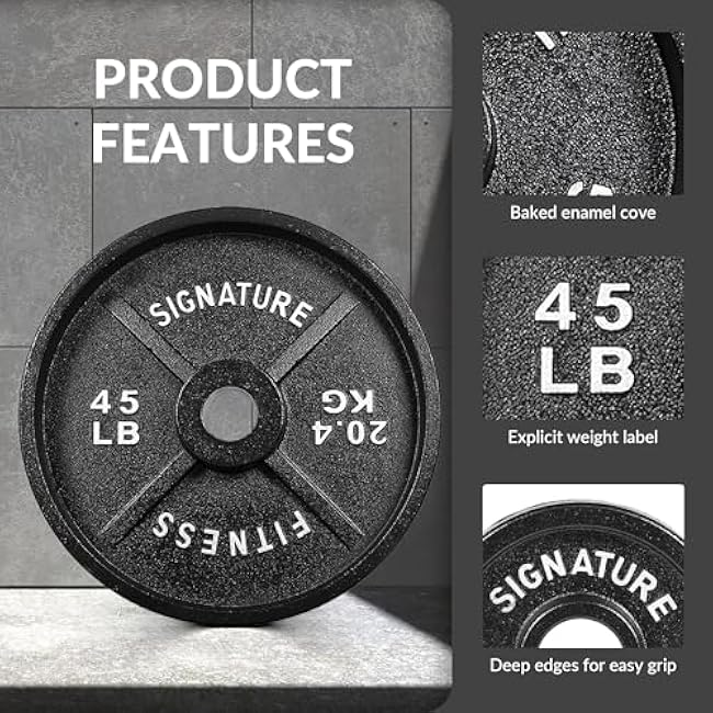 Deep Dish 2-Inch Olympic Cast Iron Weight Plates with E-Coating