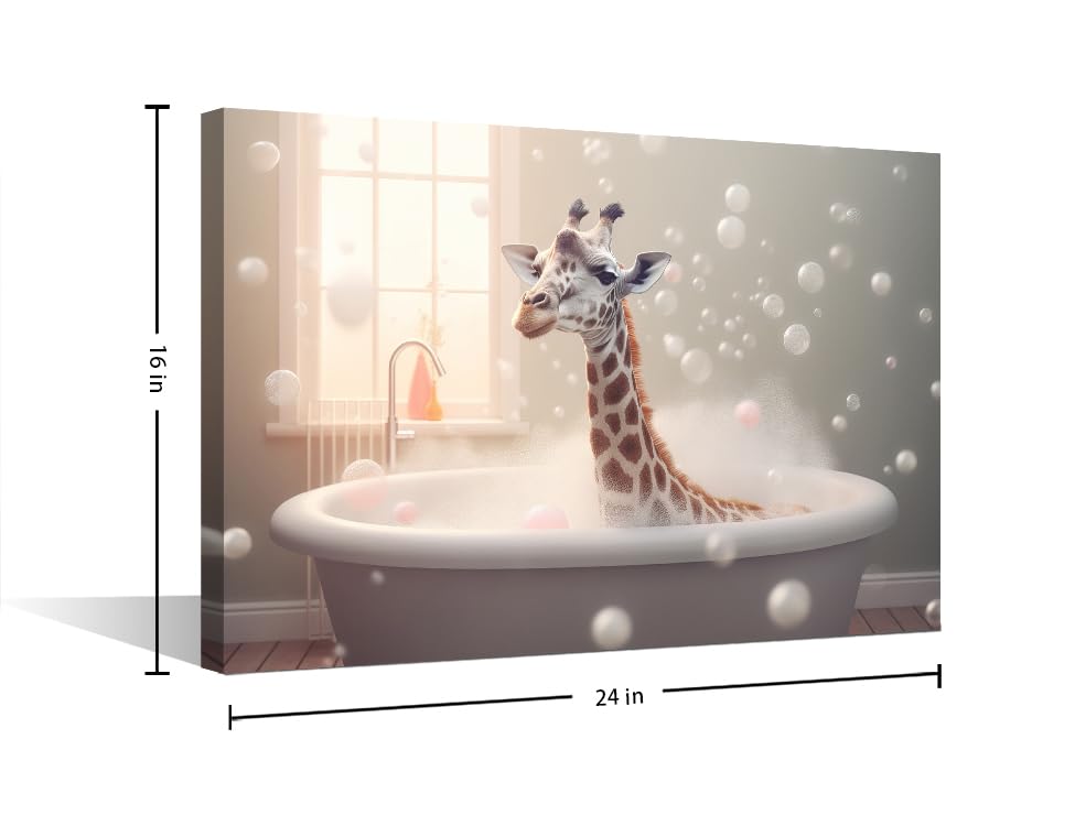 Funny Pets Animal Wall Decor Canvas Paintings Bathtub Animal Giraffe Pictures for Bedroom Bathroom - Image 2