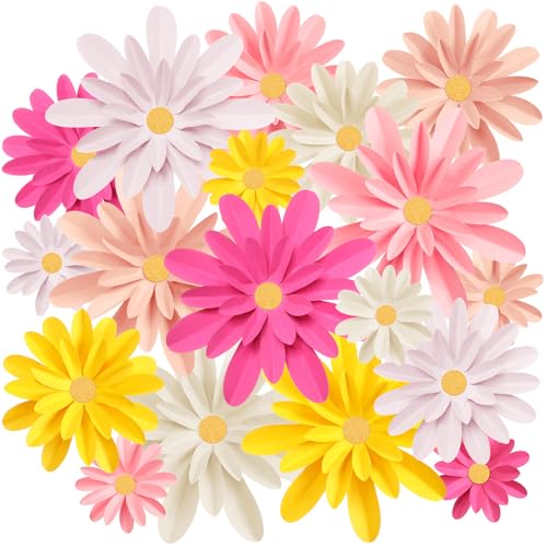 Image of MotiMind 18 Pcs Paper Flowers Decorations for Wall DIY Flower Bulletin Board 3D Paper Floral Backdrop Decoration Photo Backdrop Classroom Back to School Birthday Party(Elegant Color,6 inch 8 inch 10 inch)