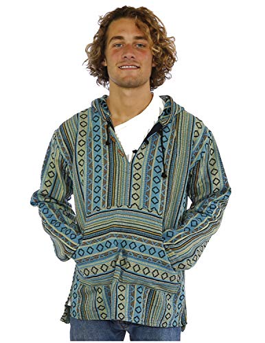 Sunshine Joy Woven Baja Style Pullover Hoodie Hooded Jacket