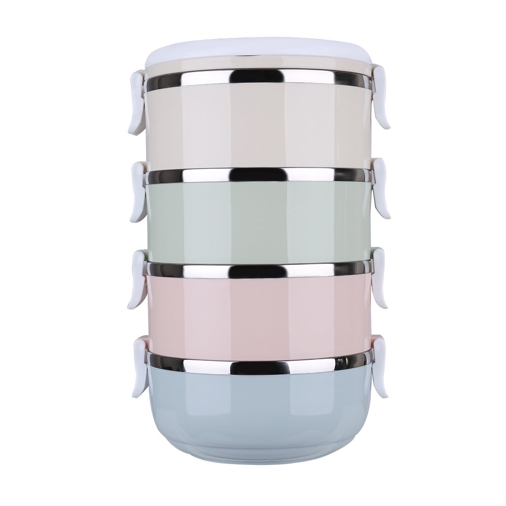 HAOHIZE Pets Travel Bowl,4 Tiers Portable Stainless Steel Travel Lunch Bowls Set for Pet