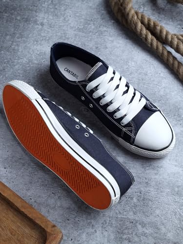 Image of Cantabil Casual Sneaker Shoes for Men l Lightweight & Comfortable with Cushioned Insole Canvas Upper Rubber Sole Lace-Up Closure