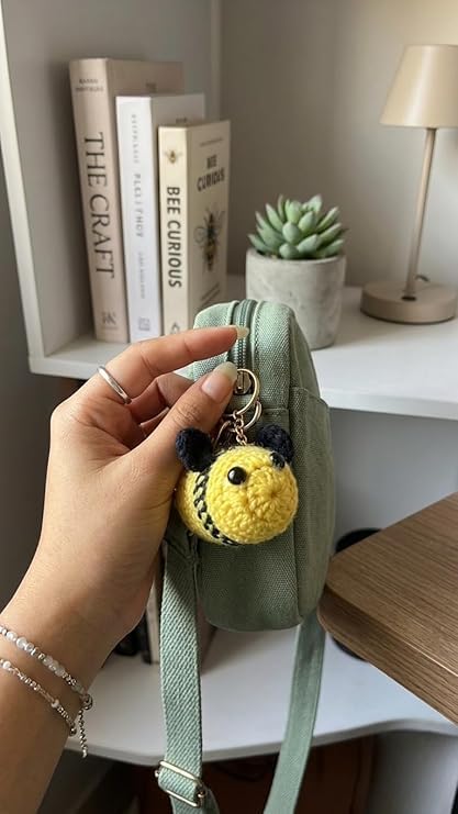 Image of Handmade Crochet Keychain Combo for Girls Women Cute Aesthetic Sunflower Strawberry Watermelon Daisy Knitted Keychain Bag Charm Purse Charm Car Key Ring Backpack Accessories Gift