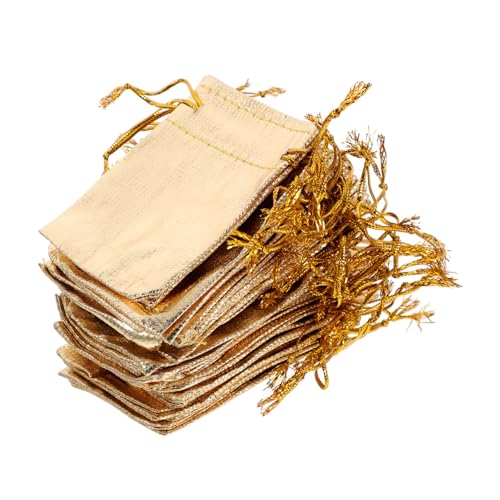 GRIRIW 50個セット 7×9cm 巾着 バッグ ジュエリーポーチ キャンディバッグ ゴールド ウェディングプレゼント用 小物収納に適した中サイズ お祝いシーン向け