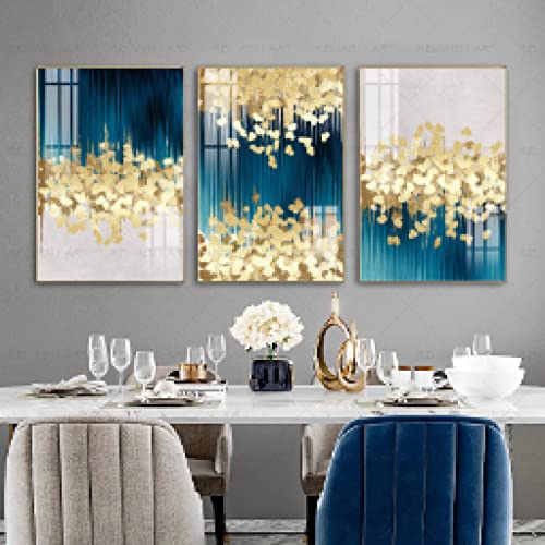 Impression sur toile abstraite dsdsgog bleu doré de qualité supérieure pour décoration salon