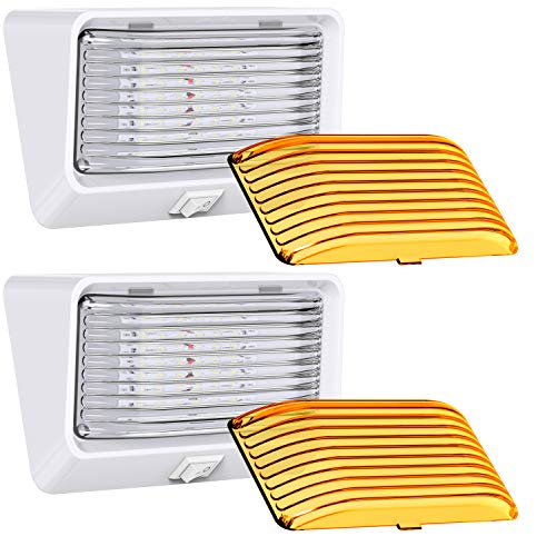 Leisure LED RV Exterior Porch Utility Light with Switch - 12v 280 Lumen Lighting Fixture. Replacement Lighting for RVs, Trailers, Campers, 5th Wheels. White Base, Clear and Amber Lens (White, 2-Pack) Leisure LED RV Exterior Porch Utility Light with Switch - 12v 280 Lumen Lighting Fixture. Replacement Lighting for RVs, Trailers, Campers, 5th Wheels. White Base, Clear and Amber Lens (White, 2-Pack)