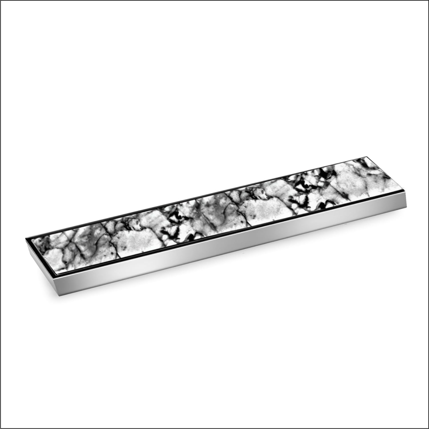 SANJAY CHILLY Stainless Steel Shower Channel Marble Drainer 304 Grade Bathroom GRATINGS 21MM Tile Insert Floor Drain Strainer with Cockroach Trap Anti Odor (Side Hole - 24x4 INCH)