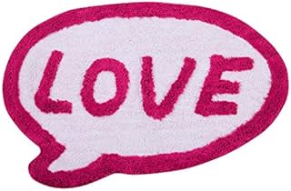 Amazon Brand - Umi Bath Mat Love Soft Water Absorbent Cotton 50 x 80 Cms Red and White