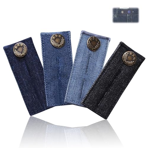 AzureRay 4 ampliadores de Extensores de Botón Elástico para Jeans, Pantalones de Maternidad y Fluctuaciones de Peso, Adaptador de Cintura para Embarazada, 4 colores diferentes