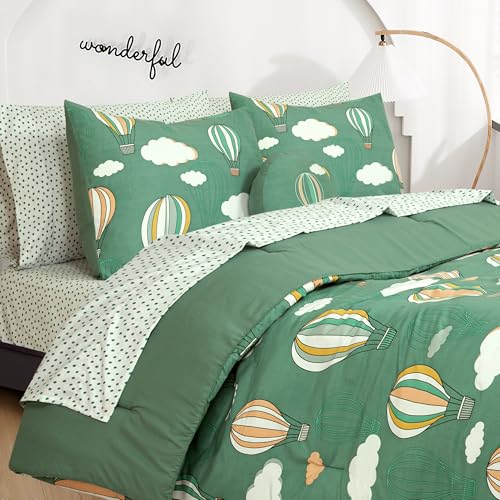 Image of ROYALE LINENS BIAB Printed Bedding Set - 100% Microfiber Ultra-Soft 1 Comforter & 1 Standard Pillow Sham - Twin Size - Lightweight, Durable & Easy Care Bedding for All Seasons (Balloon Twin, Blue)