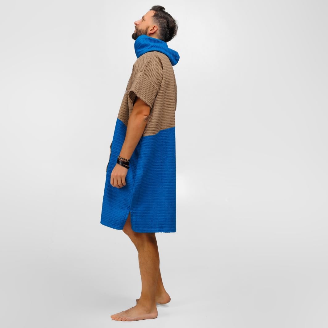 WAVE HAWAII Travel-Poncho de baño para hombre y mujer, L-XL, 171-197 cm | 100% algodón, poncho de surf para adultos, toalla de rizo con alta absorción de agua, ayuda para cambiar la playa, adultos