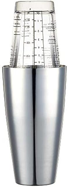 BarCraft Boston Cocktail Shaker Set with Printed Recipes in Gift Box, Stainless Steel / Glass, 400ml