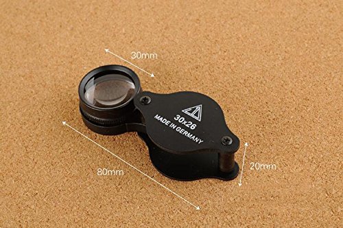 Portable 30X Jewelers Loupe Magnifier - Double Deck Glass Magnifying Eye Loop Stand - Best For Jewelry Identifying Type, Diamonds, Coins, Miniatures, Engravings, Markings, Textile Fabric #TOP2