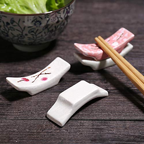 YASUOA 6 Pieces Ceramic Chopsticks Stand Snowflake Design Dinner Tableware Holder Spoon Rest Chopstick Rack Pillow Care Rest for Home Kitchen Kids Women Girls Knife Fork Decoration Prevent Rolling
