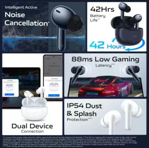 Image of vivo TWS 3e True Wireless Earbuds | Bluetooth 5.3, AI Noise Cancellation, 42H Battery, 88ms Low Latency, Dual Device Pairing, IP54 Splash Resistant - (Dark Indigo)
