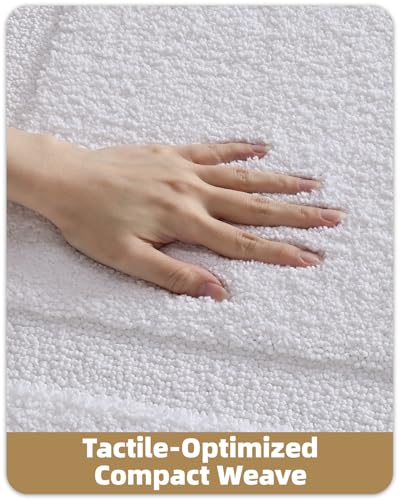 Image of Color&Geometry Non Slip Bathroom Rugs 30x20, Ultra Soft Absorbent Upgraded Microfiber Bath Rugs, Non-Slip Bathroom mat, Washable Plush Bath Mats for Bathroom, Shower, Bathtub, Laundry, White