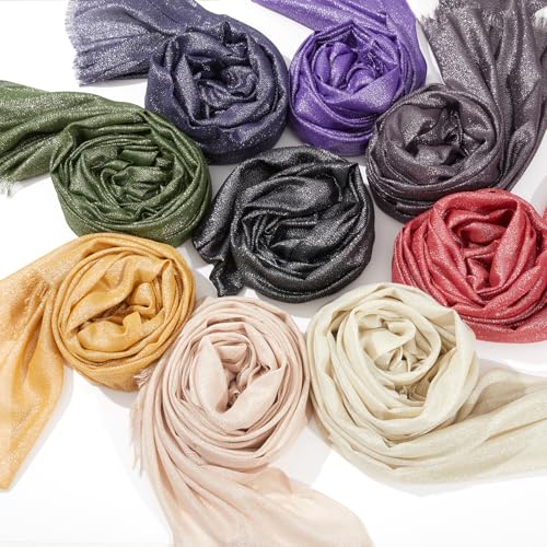 Extra Large Shimmer Sparkle Viscose Hijab for Women, Fancy Lightweight Muslim Head Scarf for Wedding Party3