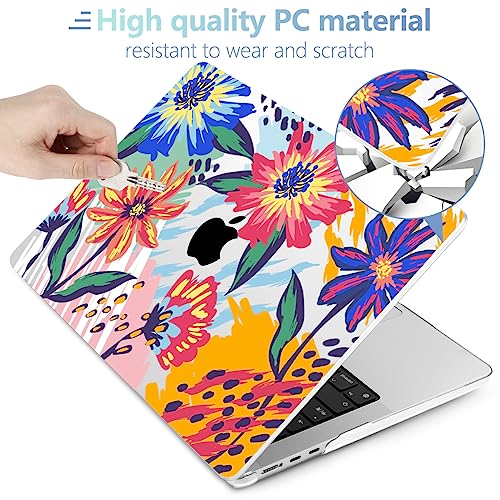 Image of MEEgoodo Case for M5 /M4 /M3 /M2 MacBook Air 13 inch 2026 2025 2024 2022, Fit Model A3449 /A3240 /A3113 /A2681, Case Compatible with MacBook Air 13.6-inch, Art Painted Flowers