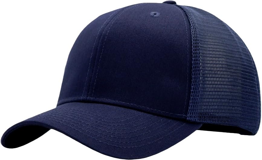 Image of Mens Mesh Snapback Hat Fits One Size & XXL | Structured Adjustable Trucker Hats | Sturdy Outdoor Blank Baseball Cap