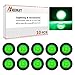 MADCATZ Meerkatt (Pack of 10) 3/4 Inch Mini Round Green LED Flush Mount Indicator Light Side Marker Clearance Lamp w/Grommets Universal Fit Truck Trailer Boat Pickup 12V DC
