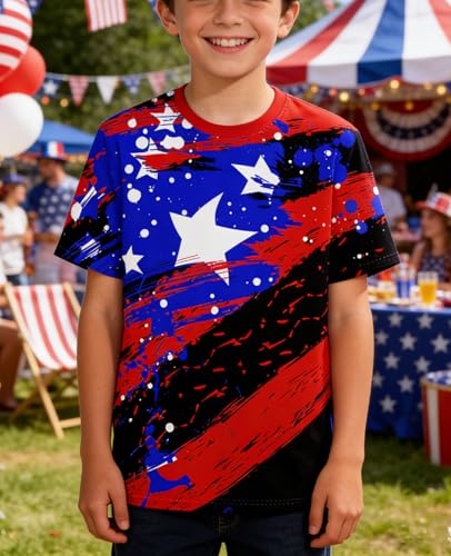 Image of LAIDIPAS Boys Girls 3D Graphic T-Shirt Short Sleeve Tops Tees 6-16 Years | Kids Crewneck Shirts, Vibrant Color, Lightweight and Quick Dry, Trendy Outfits for School, Parties, vacation and Daily Wear